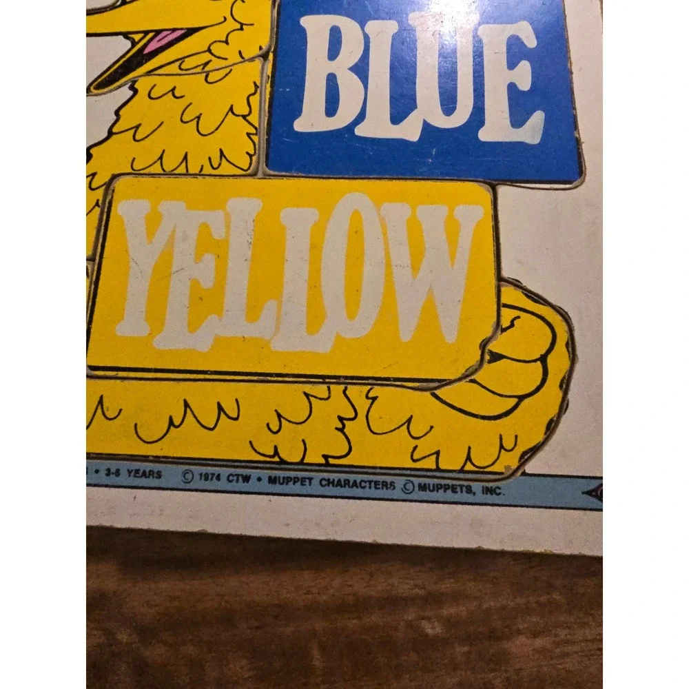 Vintage 1974 Playskool Sesame Street Big Bird Presents Colors Wood Tray Puzzle